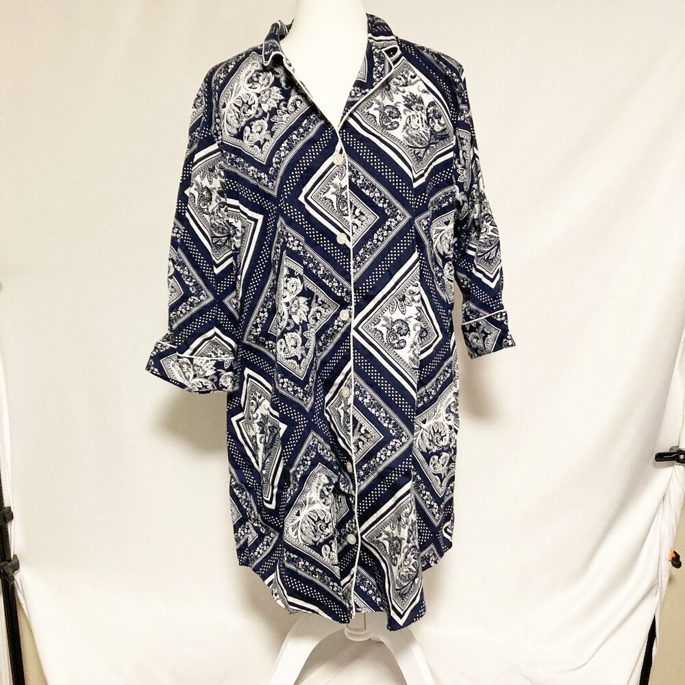 Lauren Ralph Lauren 100% Cotton Sleepshirt Paisley Floral Patchwork Size 1X